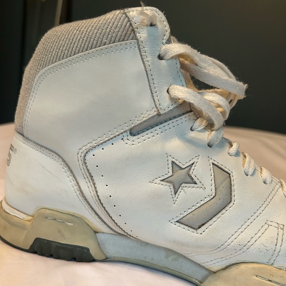 1980’s Converse CONS Vintage White & Grey High Top Leather Basketball Shoes 8.5 - Picture 15 of 16